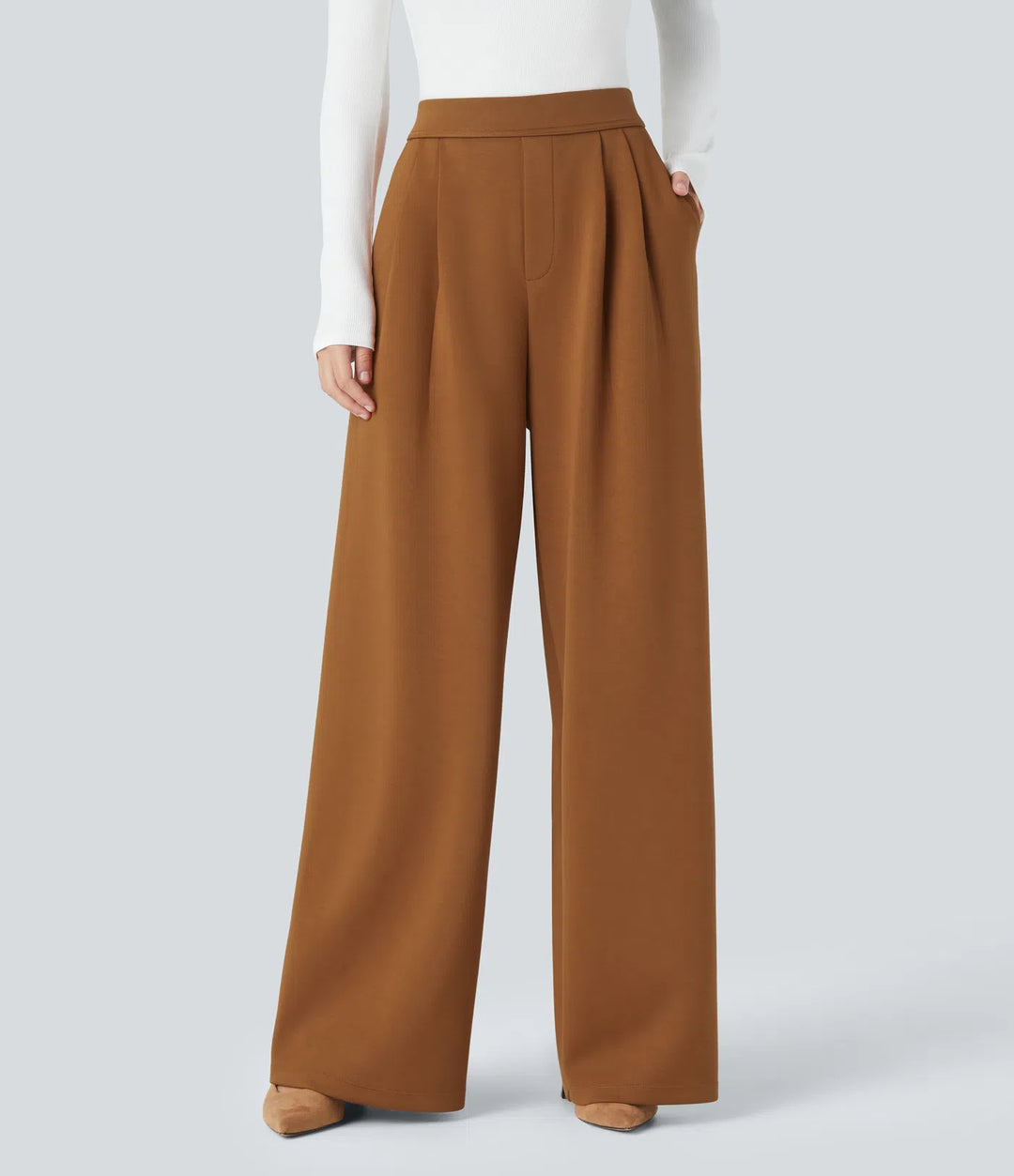 Halara Flex High Waisted Pocket Wide Leg Work Trousers