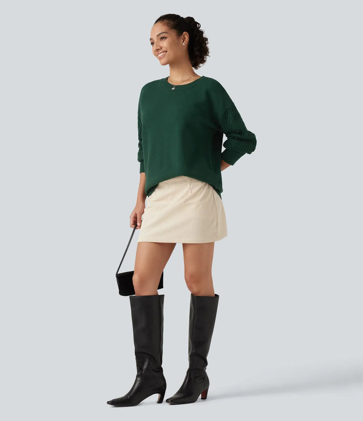 Round Neck Long Sleeve Relaxed Work Jumper