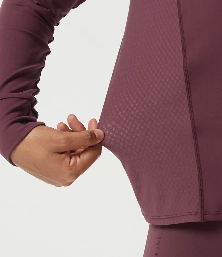 Round Neck Long Sleeve Contrast Mesh Quick Dry Workout Sweatshirt