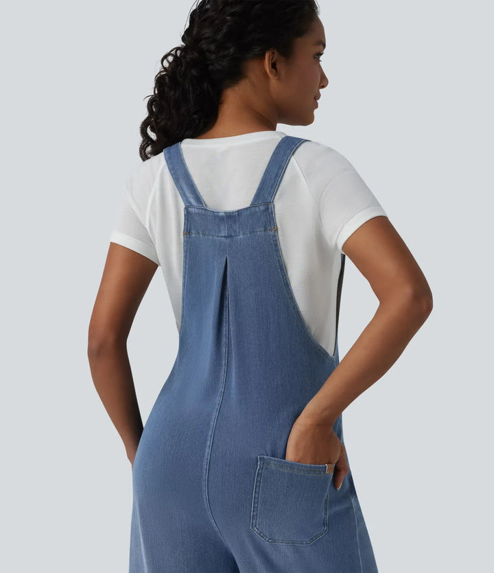 Halara Flex Wide Leg Denim Casual Overalls with Pockets