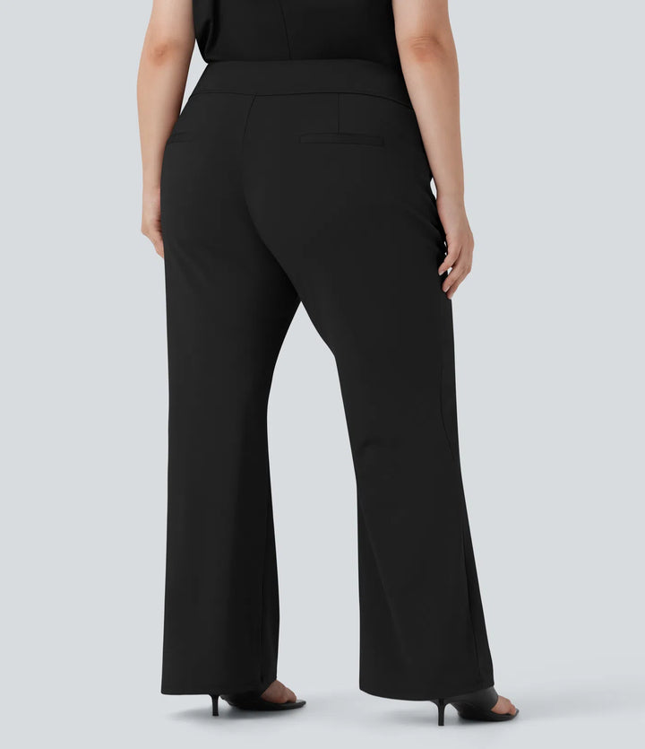 Plus Size Halara Flex DayStretch High Waisted Work Flared Trousers with Side Zip Pockets