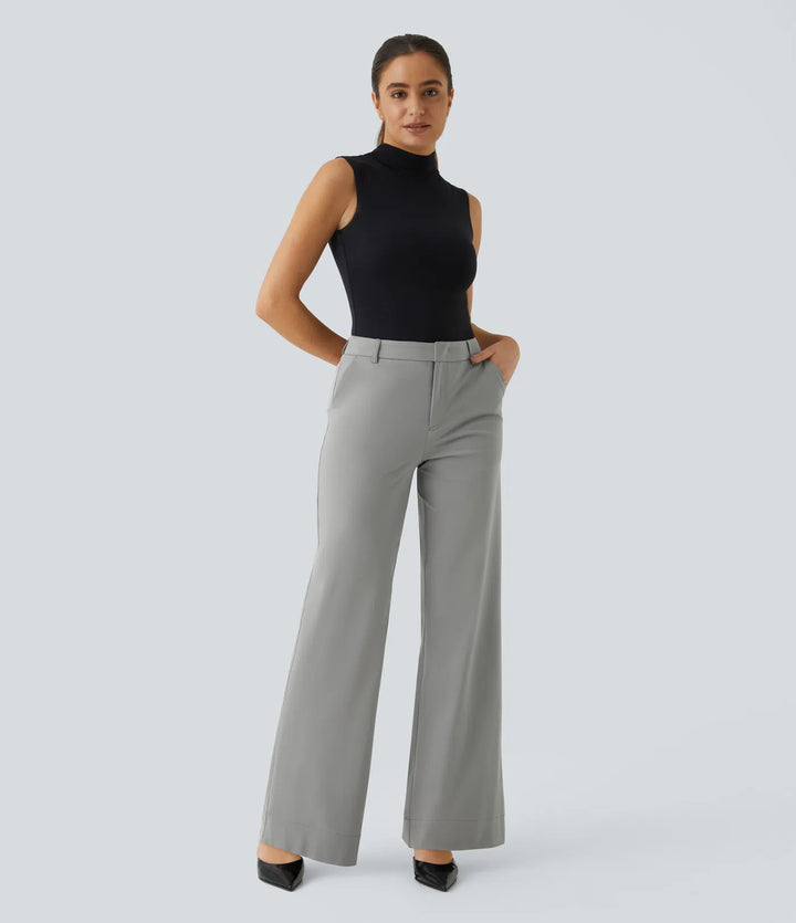 Halara Flex Mid Rise Pocket Straight Leg Work Trousers