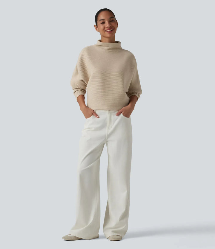 High-neck Batwing Sleeve Casual Jumper