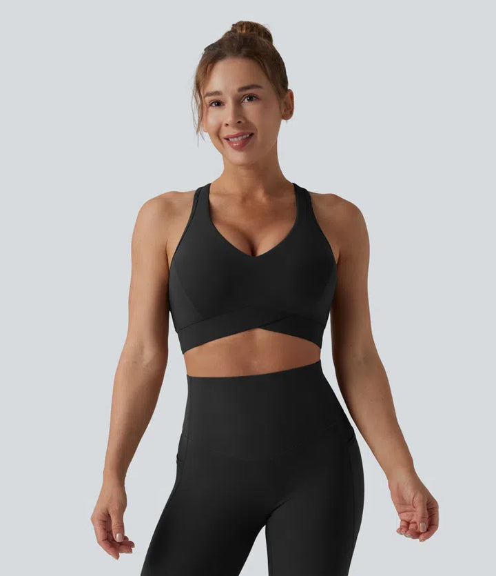 Halara UltraSculpt Light Support V Neck Racerback Running Sports Bra DD-F Cups