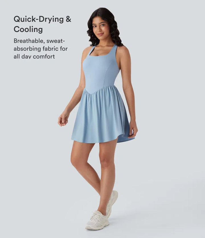 Breezeful Corset 2-in-1 Pocket Mini Quick Dry Flowy Pickleball Active Dress-Longer Legnth