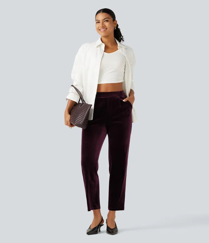Halara Flex High Waisted Velvet Work Trousers with Pockets