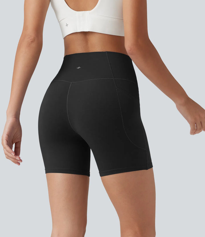 SoftlyZero High Waisted Crossover Yoga Biker Shorts 5&