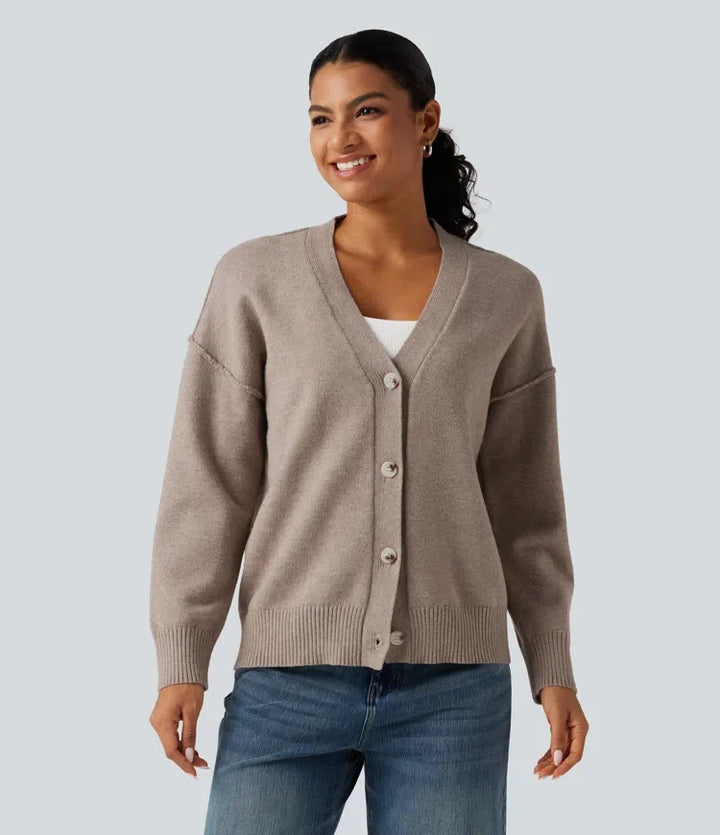 Dropped Long Sleeve Casual Cardigan