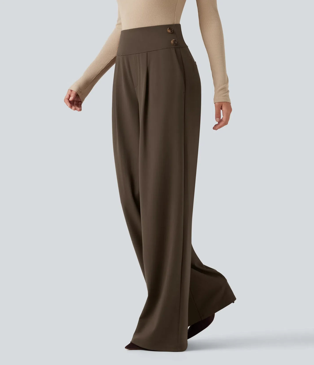 Halara Flex High Waisted Wide Leg Work Trousers with Pockets