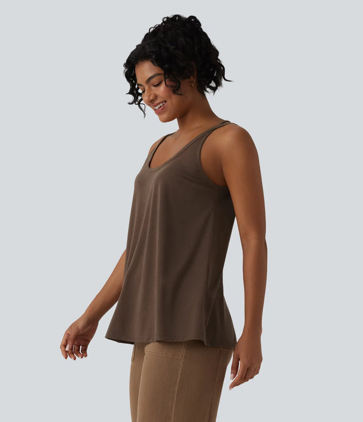 U Neck Relaxed Casual Tank Top