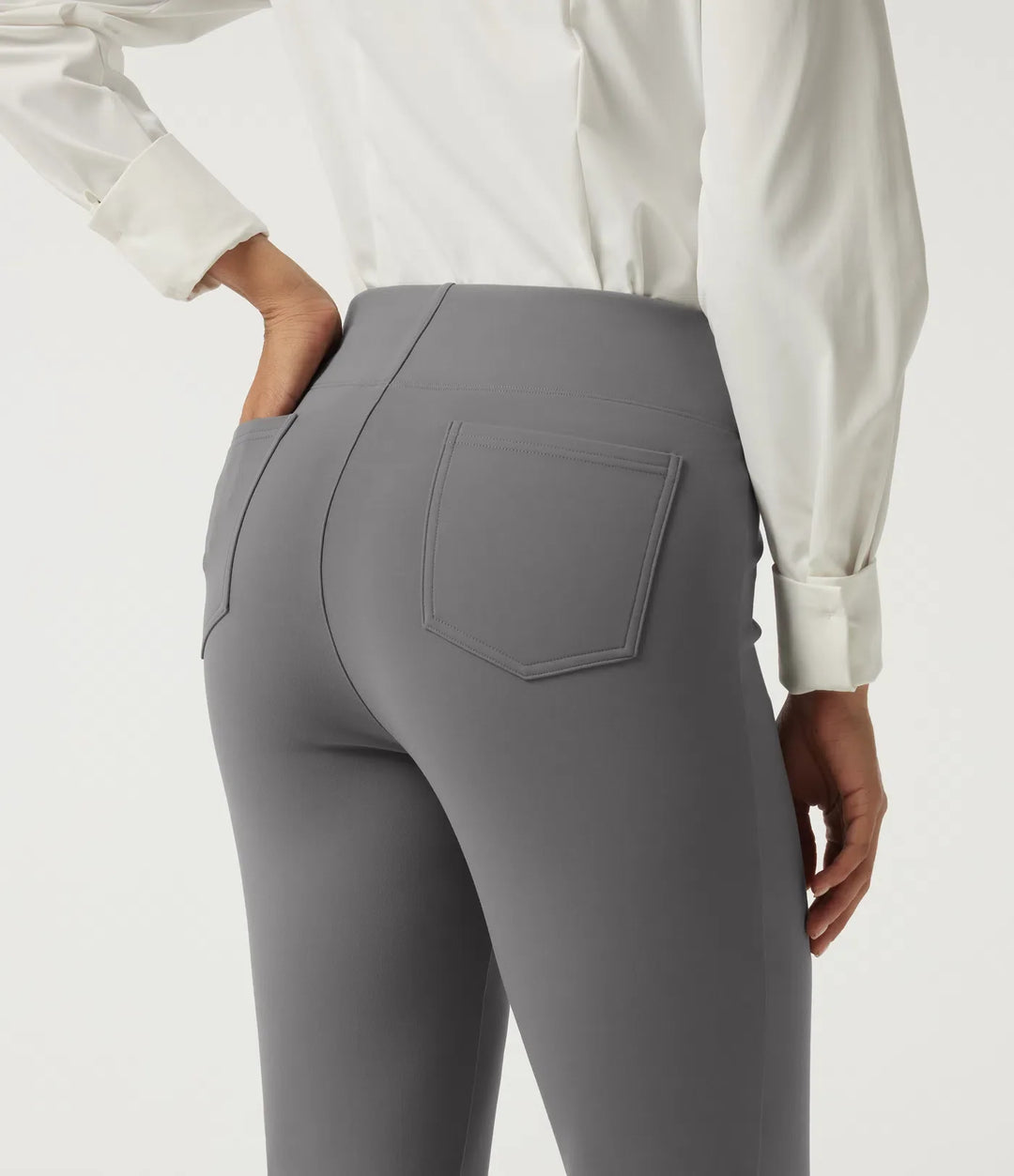 High Waisted Flare Fleece Work Trousers with Pockets