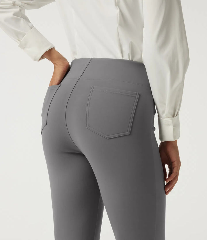 High Waisted Flare Fleece Work Trousers with Pockets