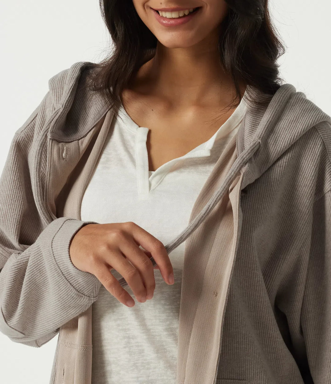 Hooded Long Sleeve Longline Casual Jacket with Pockets
