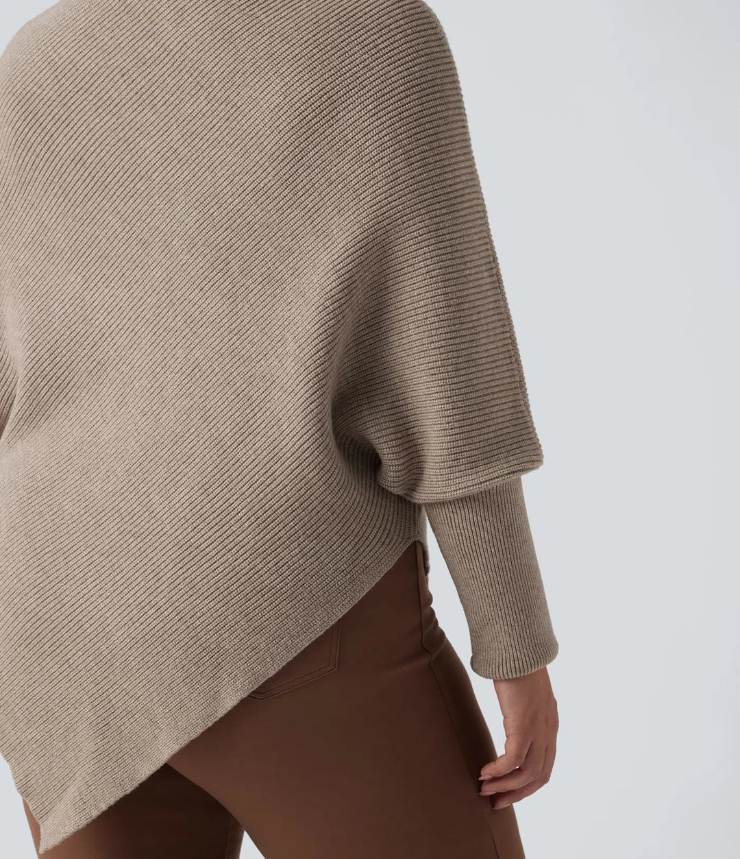 High Neck Long Sleeve Asymmetric Hem Work Plus Size Jumper