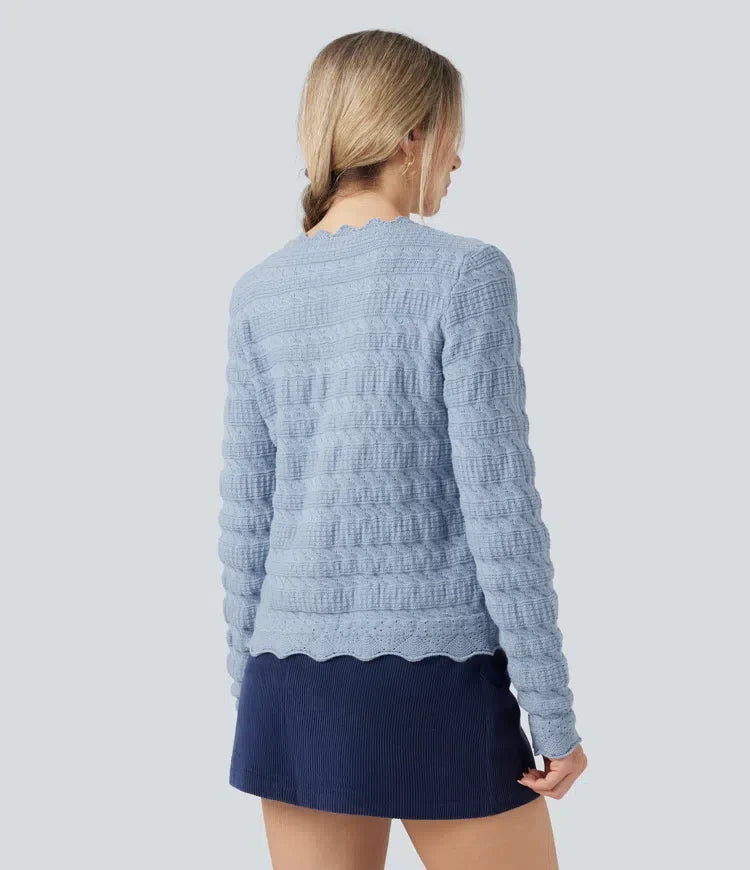V Neck Long Sleeve Jumper Knit Casual Cardigan