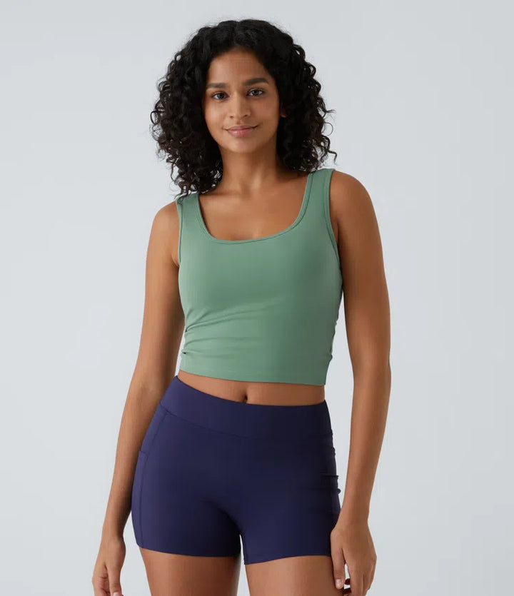 U Neck Crossover Barre Ballet Dance Tank Vest Top A-D Cups