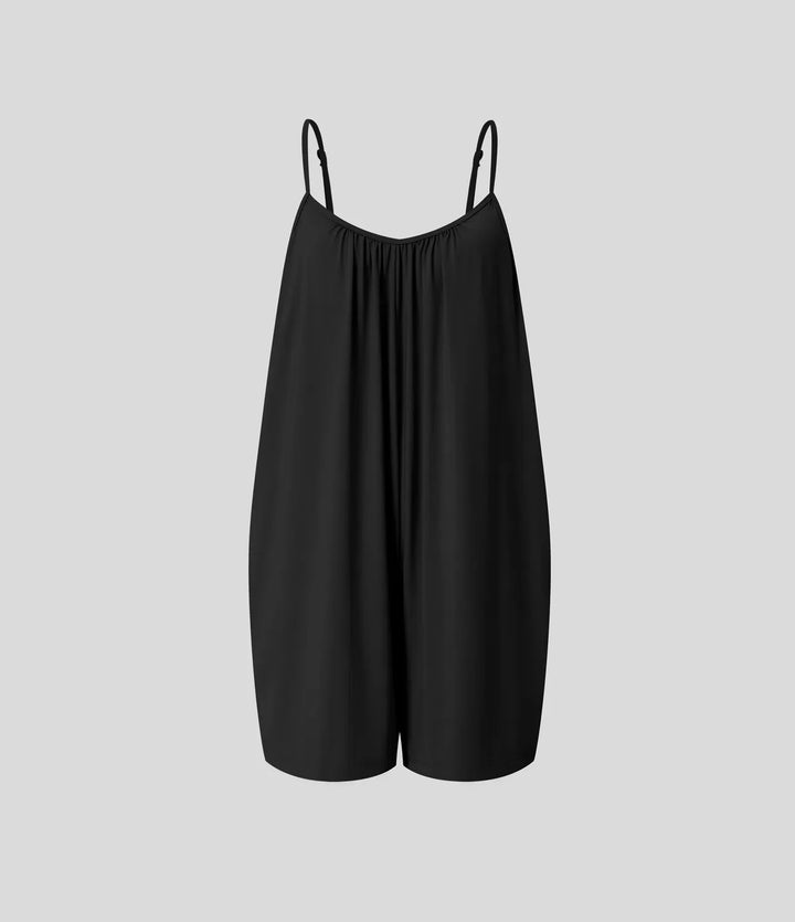 Spaghetti Pocket Solid Wide Leg Casual Jumpsuit