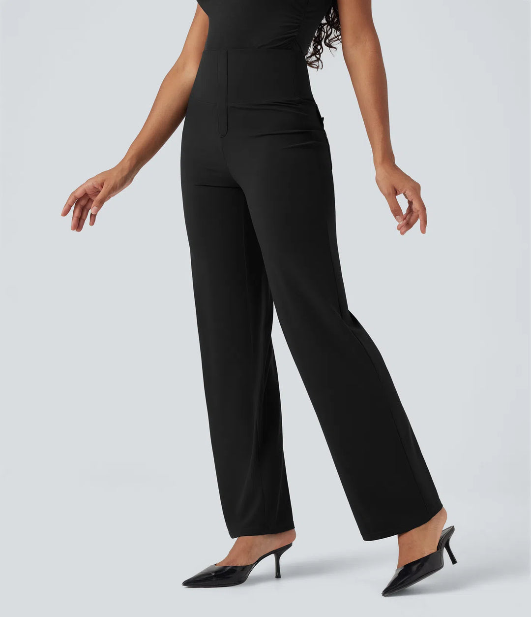 Halara UltraSculpt High Waisted Tummy Control Straight Leg Work Trousers with Pockets