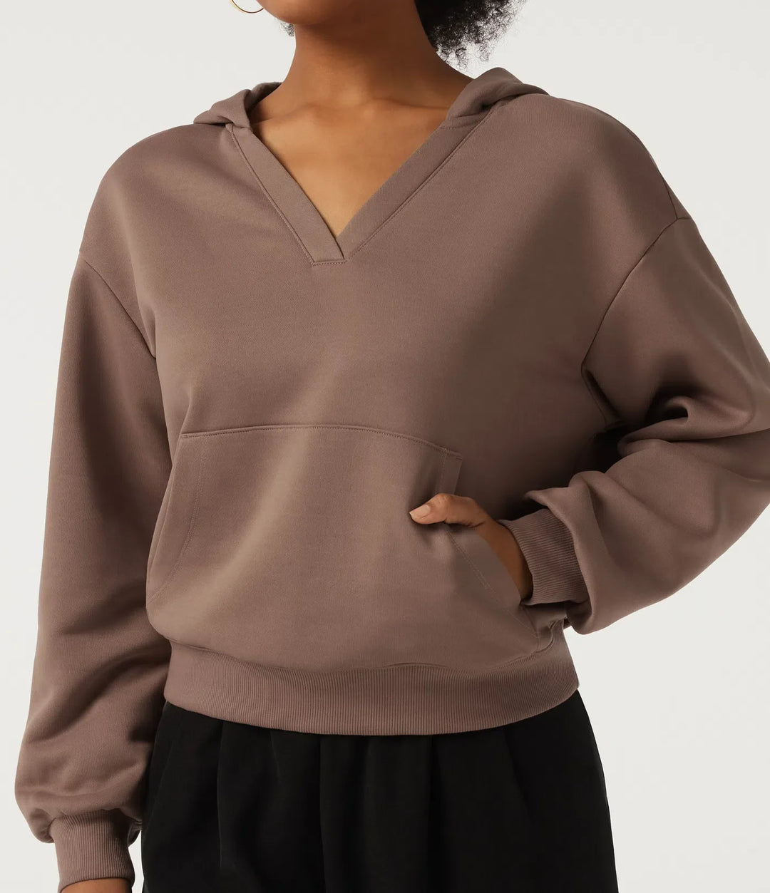 Hooded Long Sleeve Fleece Casual Sweatshirt with Pocket