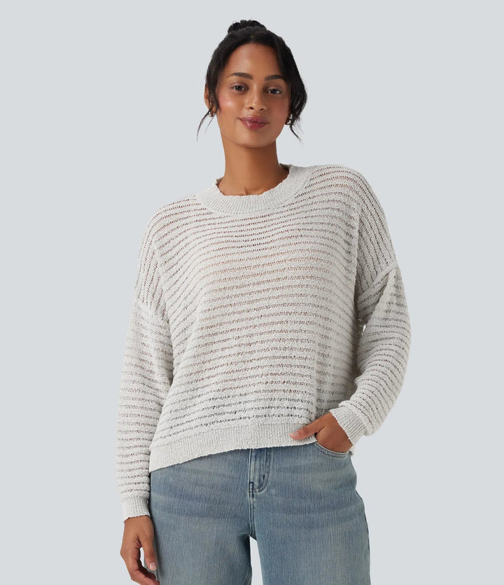 Round Neck Dropped Shoulder Relaxed Casual Jumper