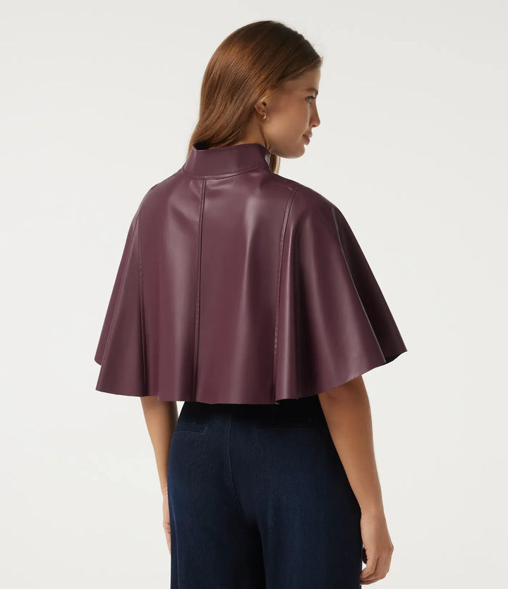 Mock Neck Sleeveless Work Faux Leather Jacket