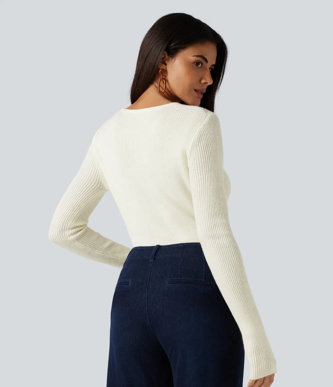 Round Neck Long Sleeve 2-in-1 Slim Casual Jumper