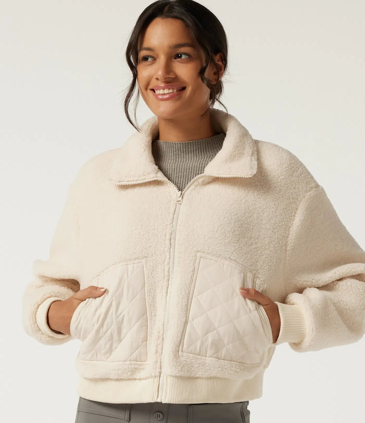 Lapel Long Sleeve Casual Sherpa Jacket with Pockets