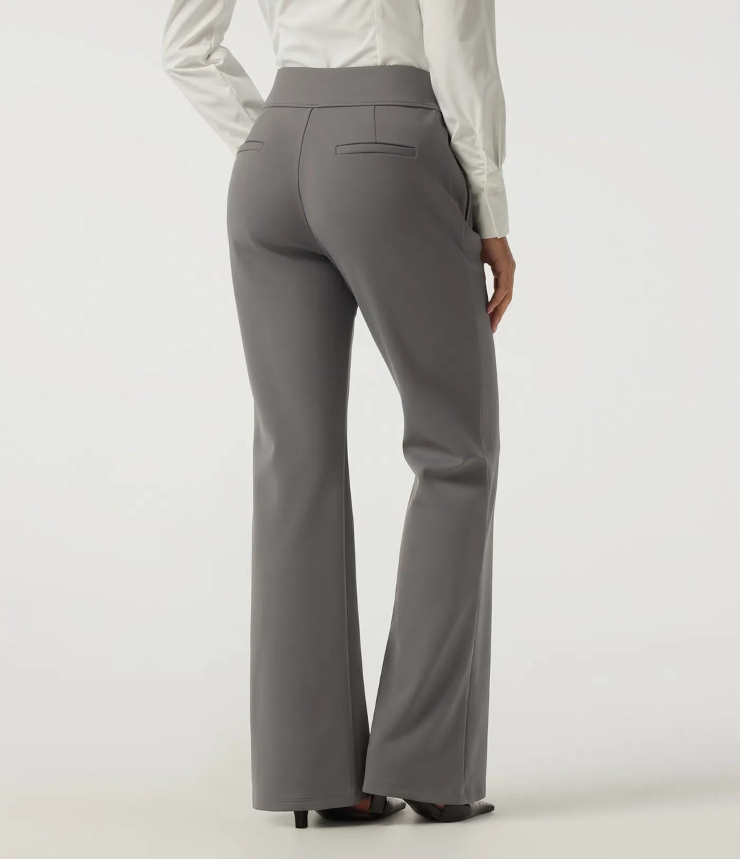High Waisted Flare Fleece Work Trousers with Pockets
