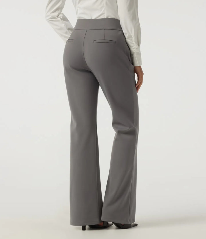 High Waisted Flare Fleece Work Trousers with Pockets