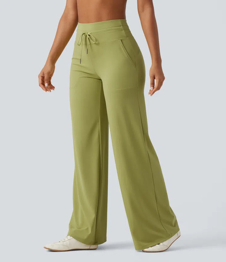Halara UltraSculpt High Waisted Drawstring Straight Leg Yoga Trousers with Pockets