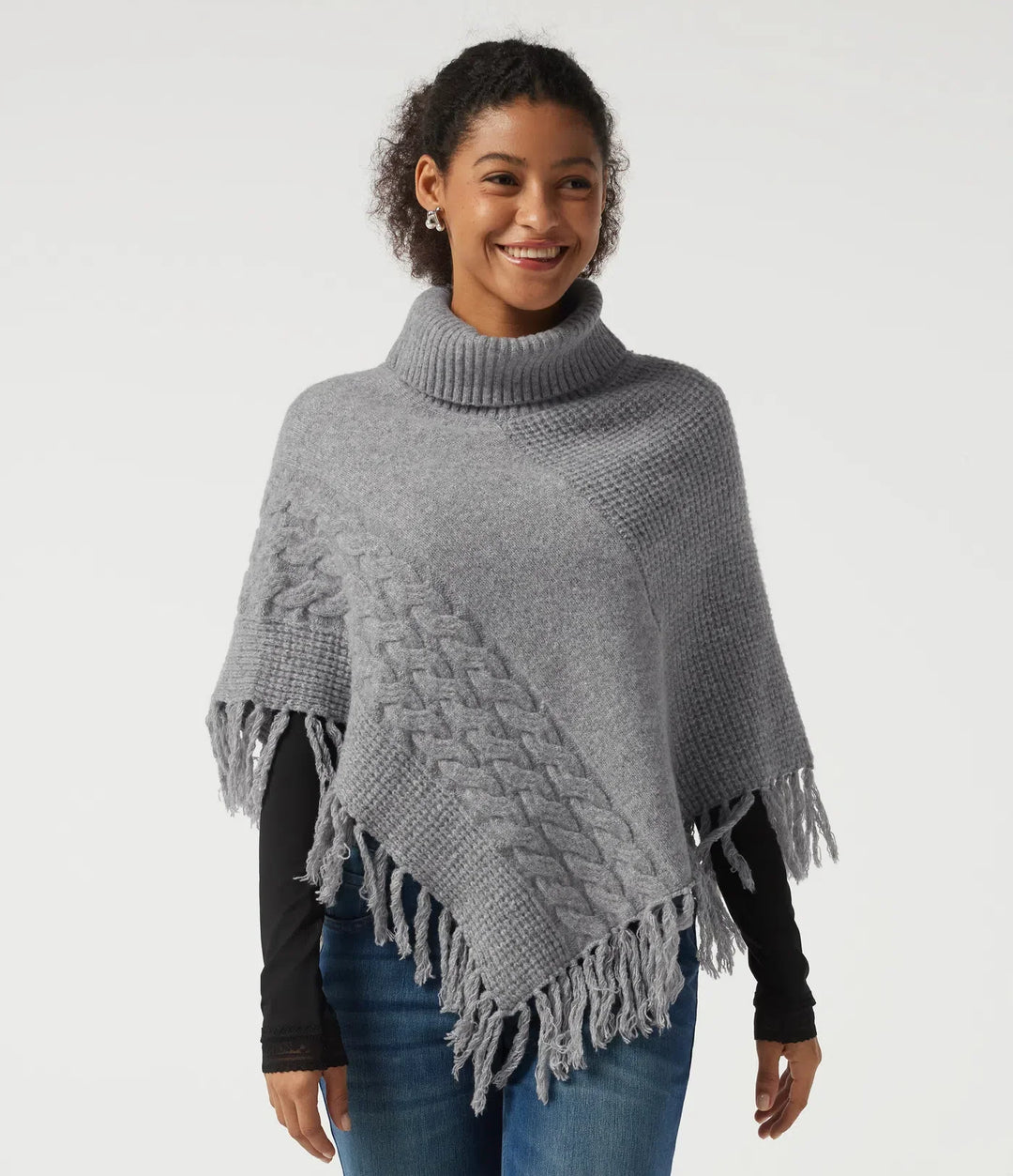 High Neck Fringe Hem Casual Jumper