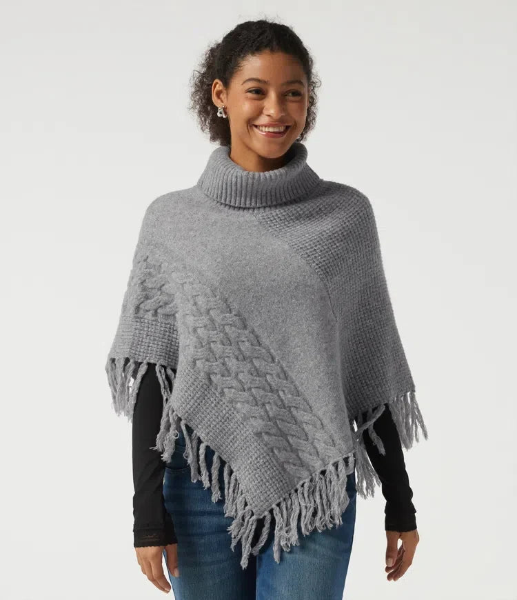 High Neck Fringe Hem Casual Jumper