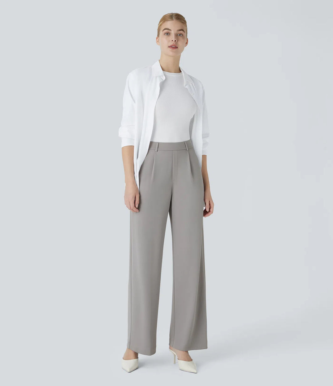 Halara Flex High Waisted Pocket Straight Leg Crepe Work Trousers