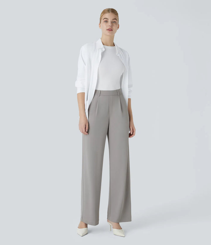Halara Flex High Waisted Pocket Straight Leg Crepe Work Trousers