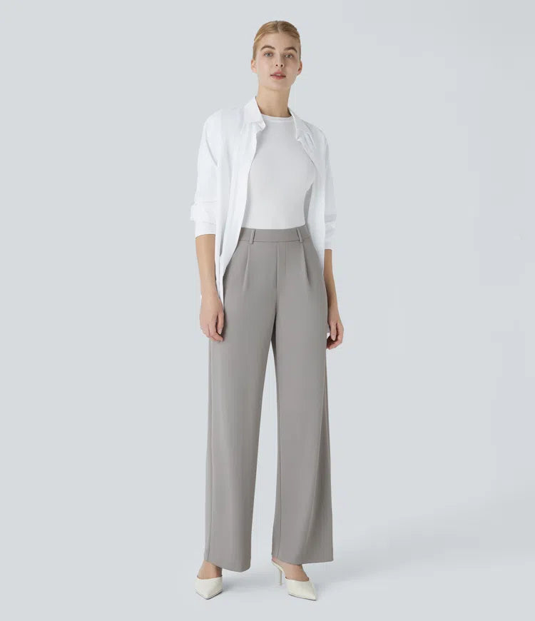 Halara Flex High Waisted Pocket Straight Leg Crepe Work Trousers