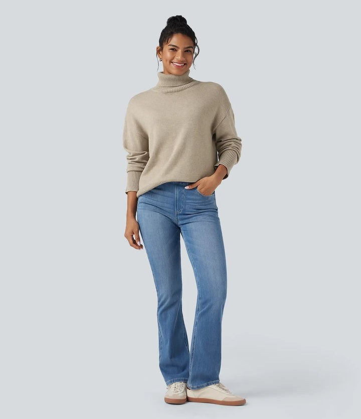 High Neck Long Sleeve Work Wool-Blend Jumper