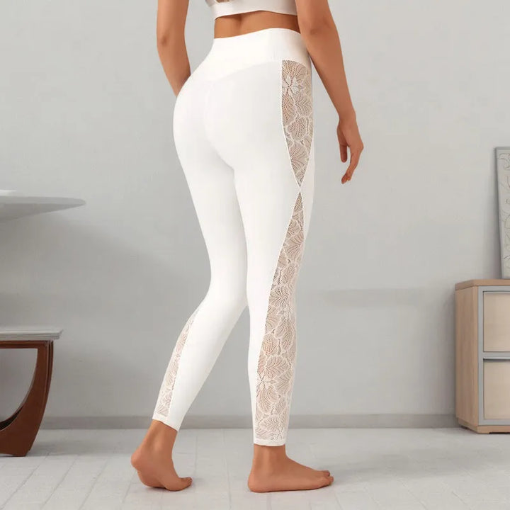 Halara UltraSculpt High Waisted Tummy Control Contrast Lace Yoga 7/8 Leggings with Pocket