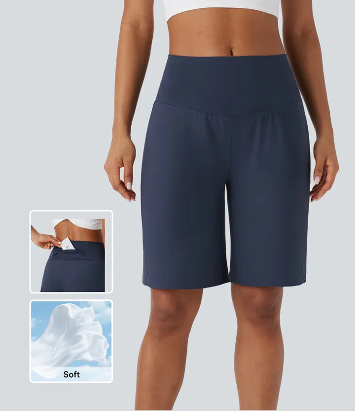 SoftlyZero Airy High Waisted Pockets InstantCool Yoga Bermuda Shorts