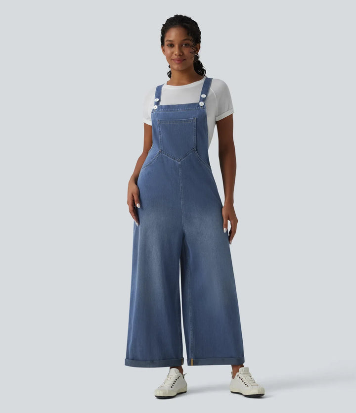 Halara Flex Wide Leg Denim Casual Overalls with Pockets