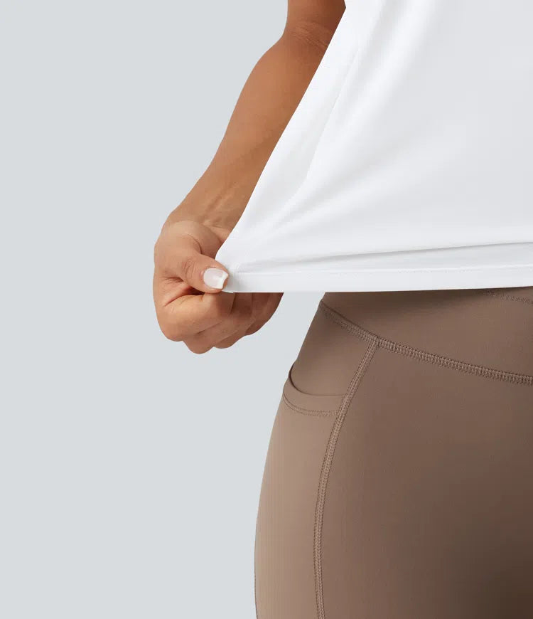 Round Neck InstantCool Cropped Yoga Tank Top-UPF50+