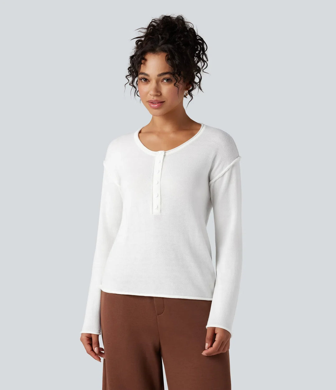 Henley Neck Long Sleeve Work Jumper