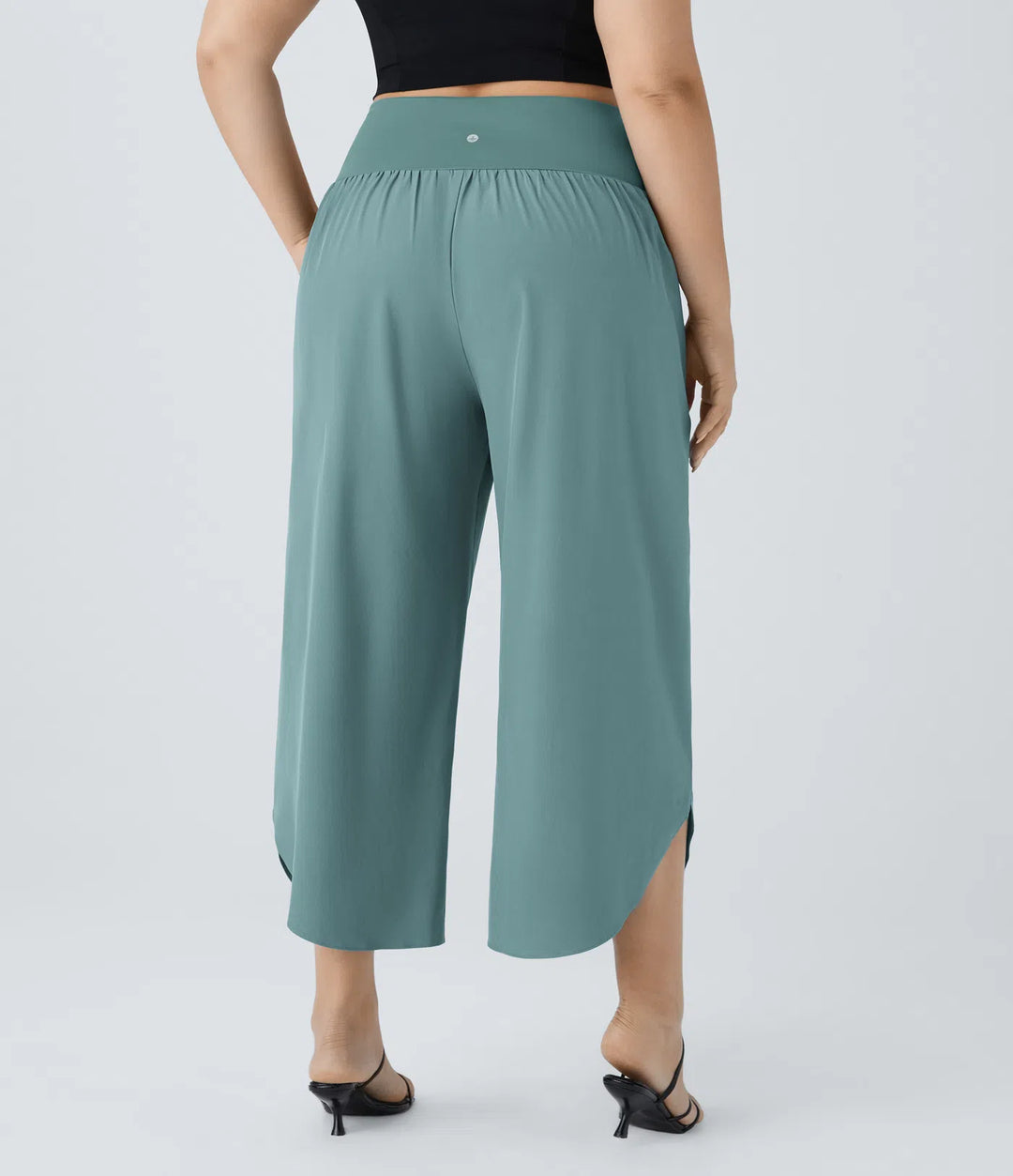 Breezeful High Waisted Crossover Side Pocket Split Quick Dry Resort Plus Size Trousers