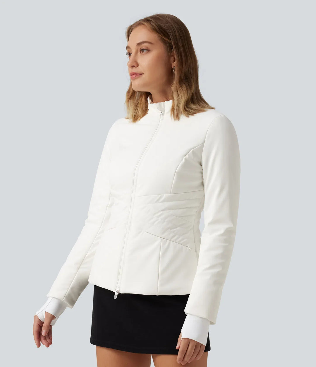 PuffFlex Long Sleeve Double Zipper Casual Padded Jacket with Pockets