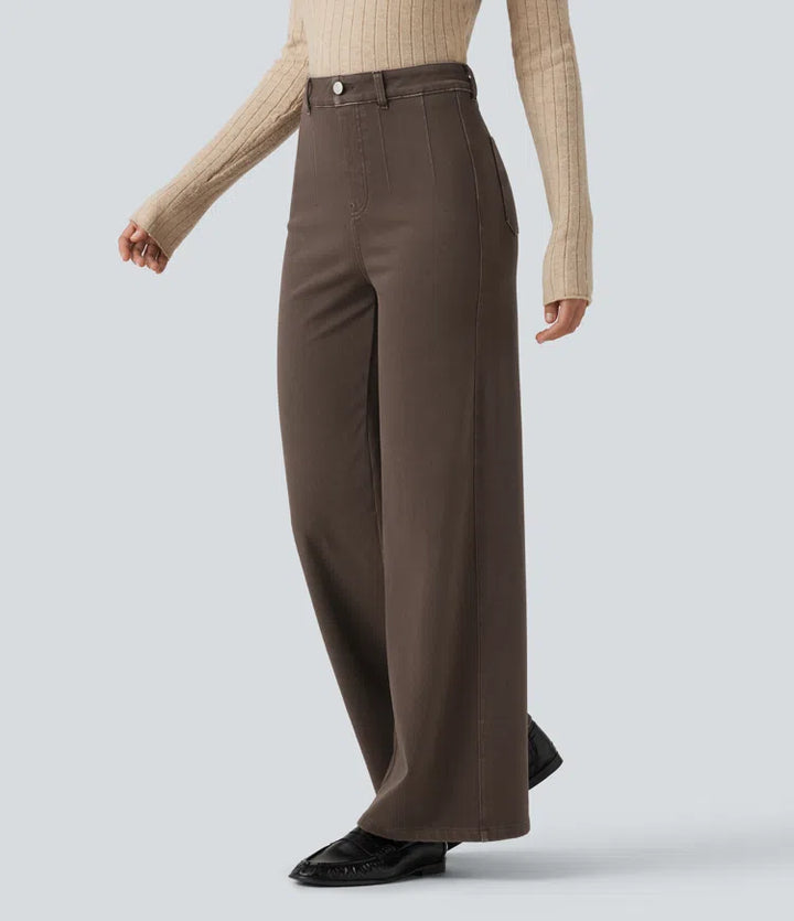 Halara Flex High Waisted Tummy Control Wide Leg colourful Casual Jeans with Pockets