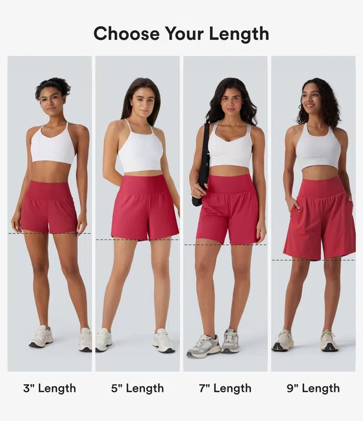 SoftlyZero Airy Super High Waisted 2-in-1 InstantCool Yoga Shorts 9" with Pockets
