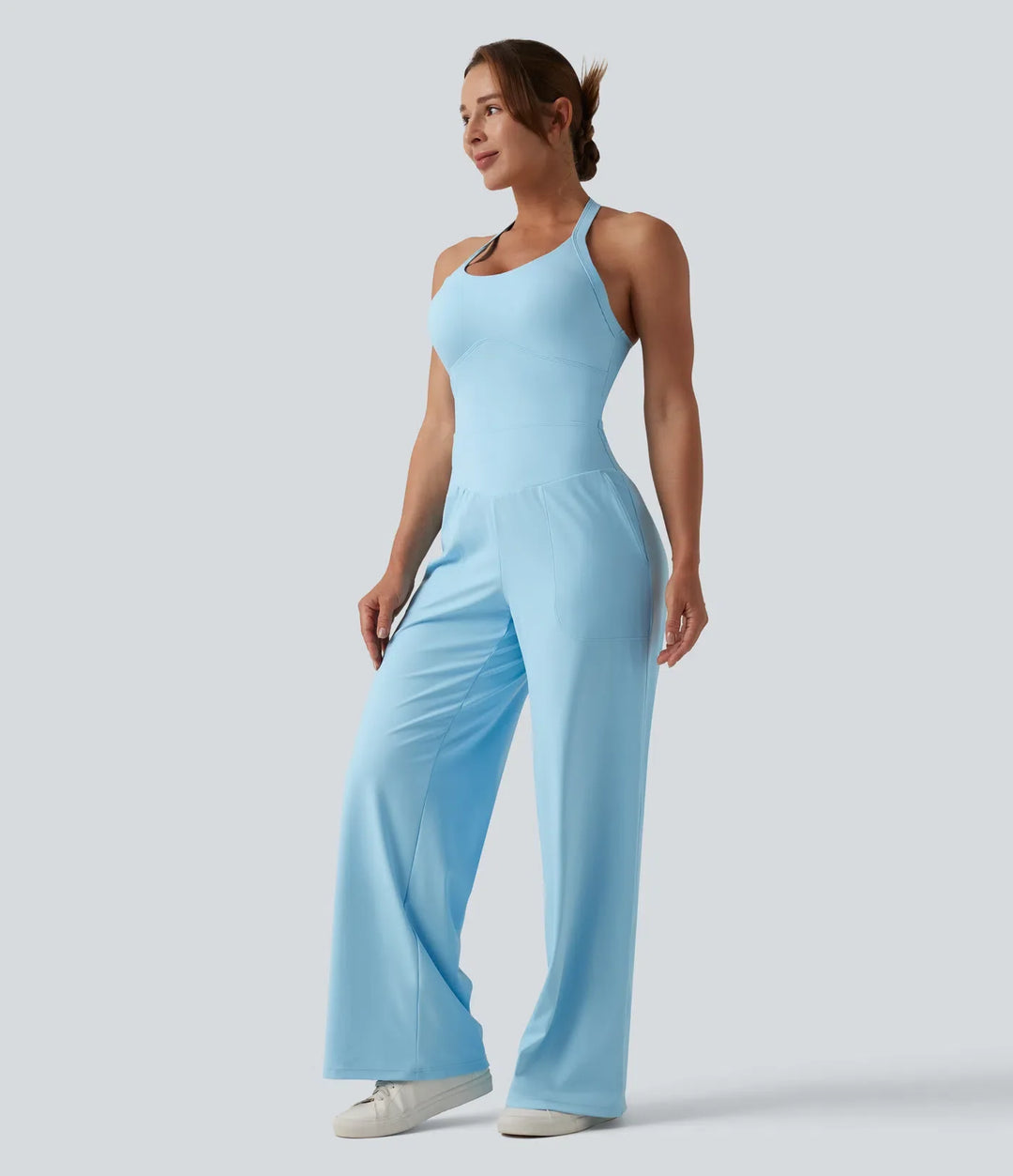 SoftlyZero Airy Halter InstantCool Casual Jumpsuit with Pockets-Easy Peezy Edition