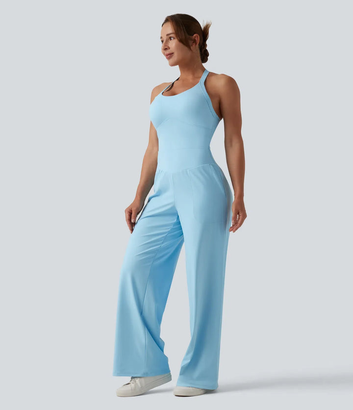 SoftlyZero Airy Halter InstantCool Casual Jumpsuit with Pockets-Easy Peezy Edition