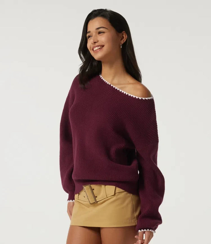 One Shoulder Long Sleeve Casual Jumper