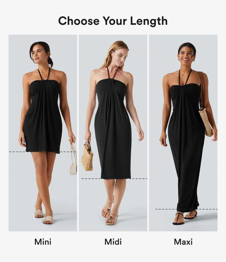 Halter Tie Back Maxi Dress with Pockets