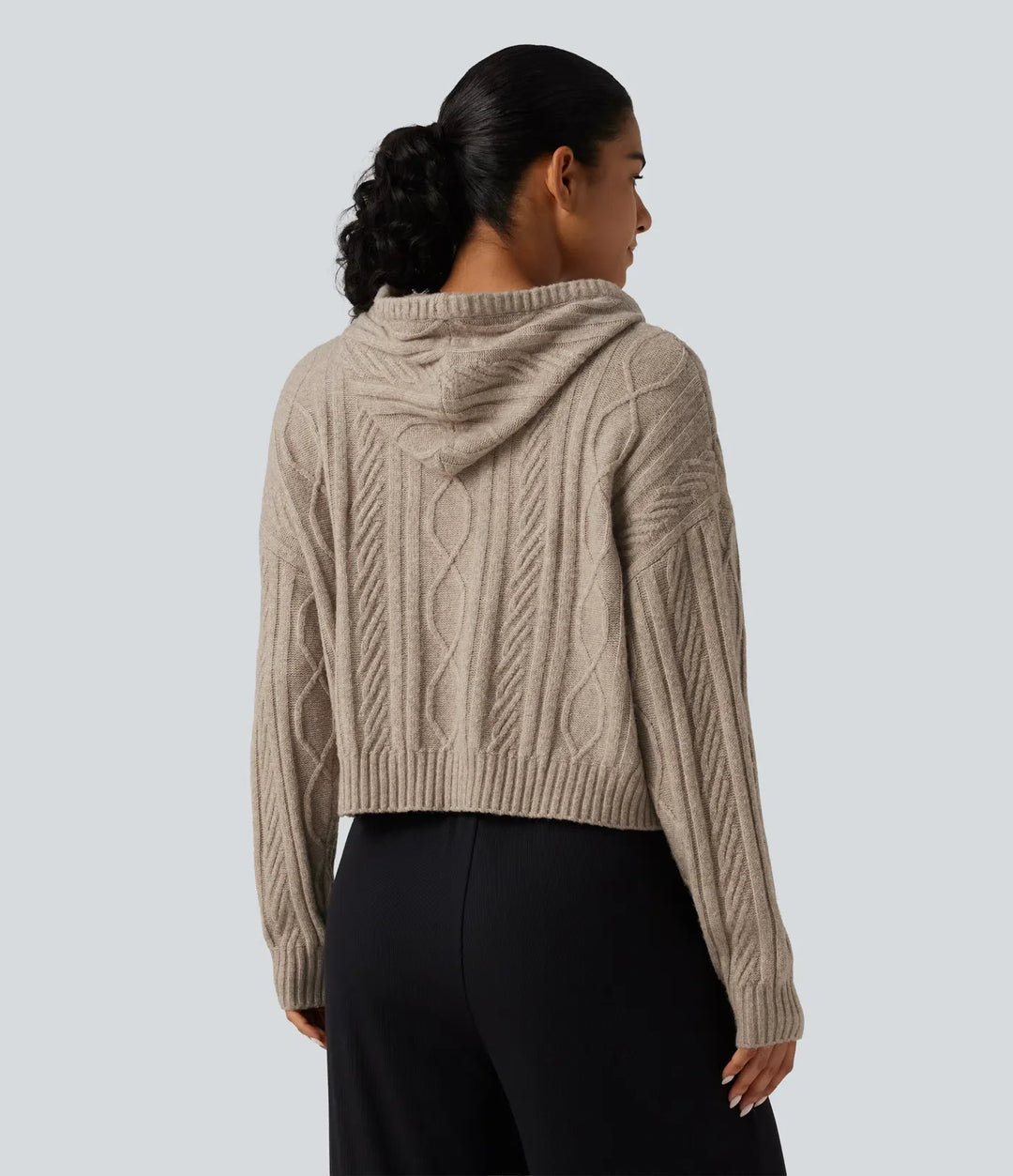 Cable Knit Hooded Long Sleeve Lounge Jumper